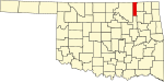 Map of Oklahoma highlighting Washington County